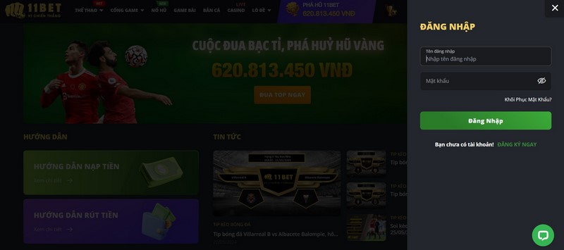 Hướng dẫn đăng nhập 11bet